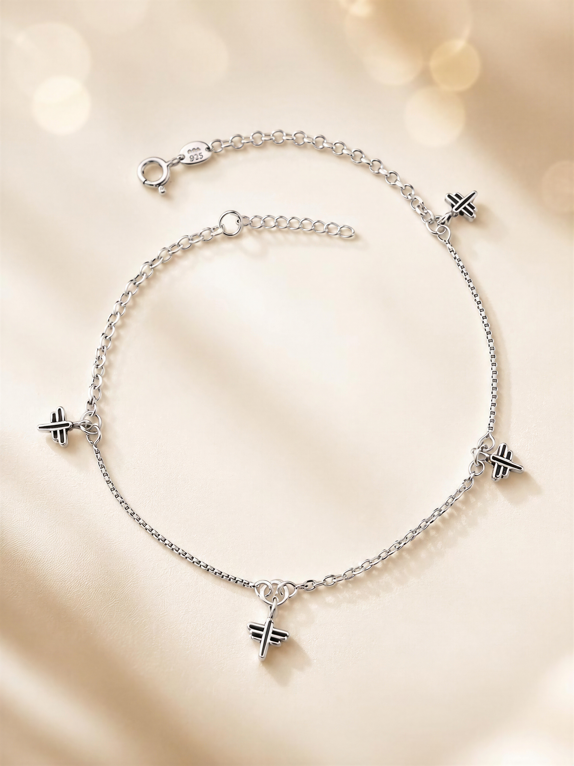 925 Sterling Silver Butterfly Charm Anklet for Women