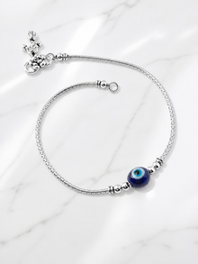 925 Sterling Silver Evil Eye Bead Anklet for Women