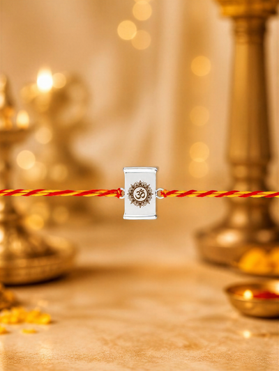 Om Symbol Silver Rakhi – Premium Spiritual Raksha Bandhan Bracelet