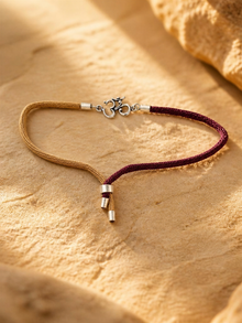 Om Symbol Silver Rakhi – Adjustable Sacred Thread Bracelet