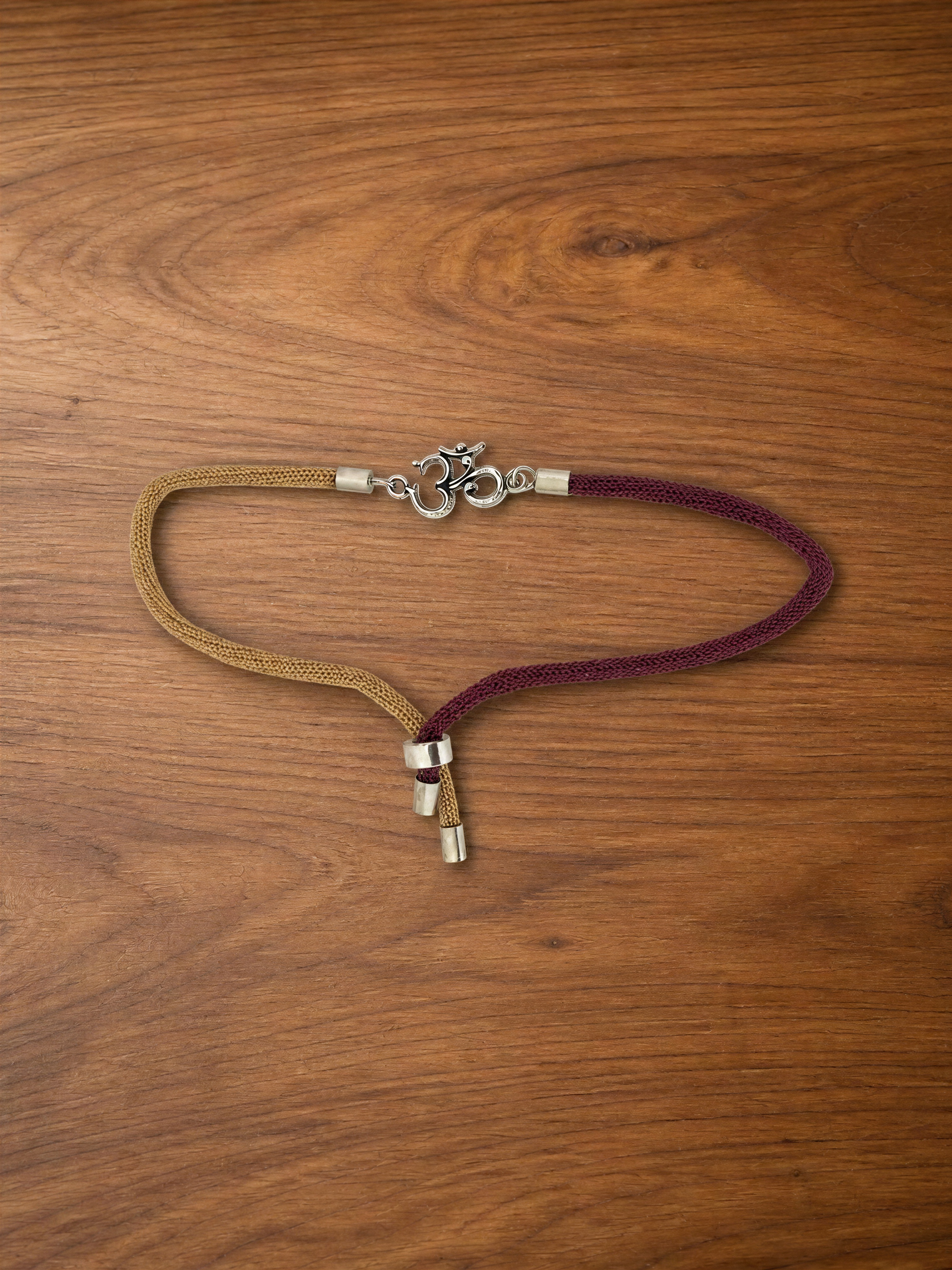 Om Symbol Silver Rakhi – Adjustable Sacred Thread Bracelet