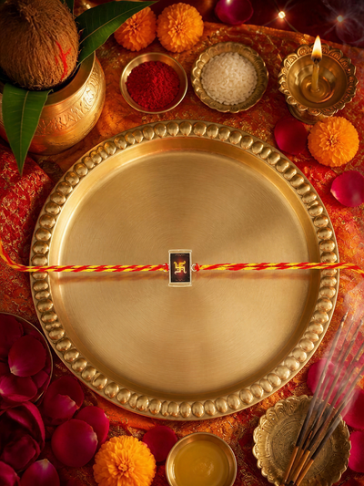 Auspicious Swastik Silver Rakhi