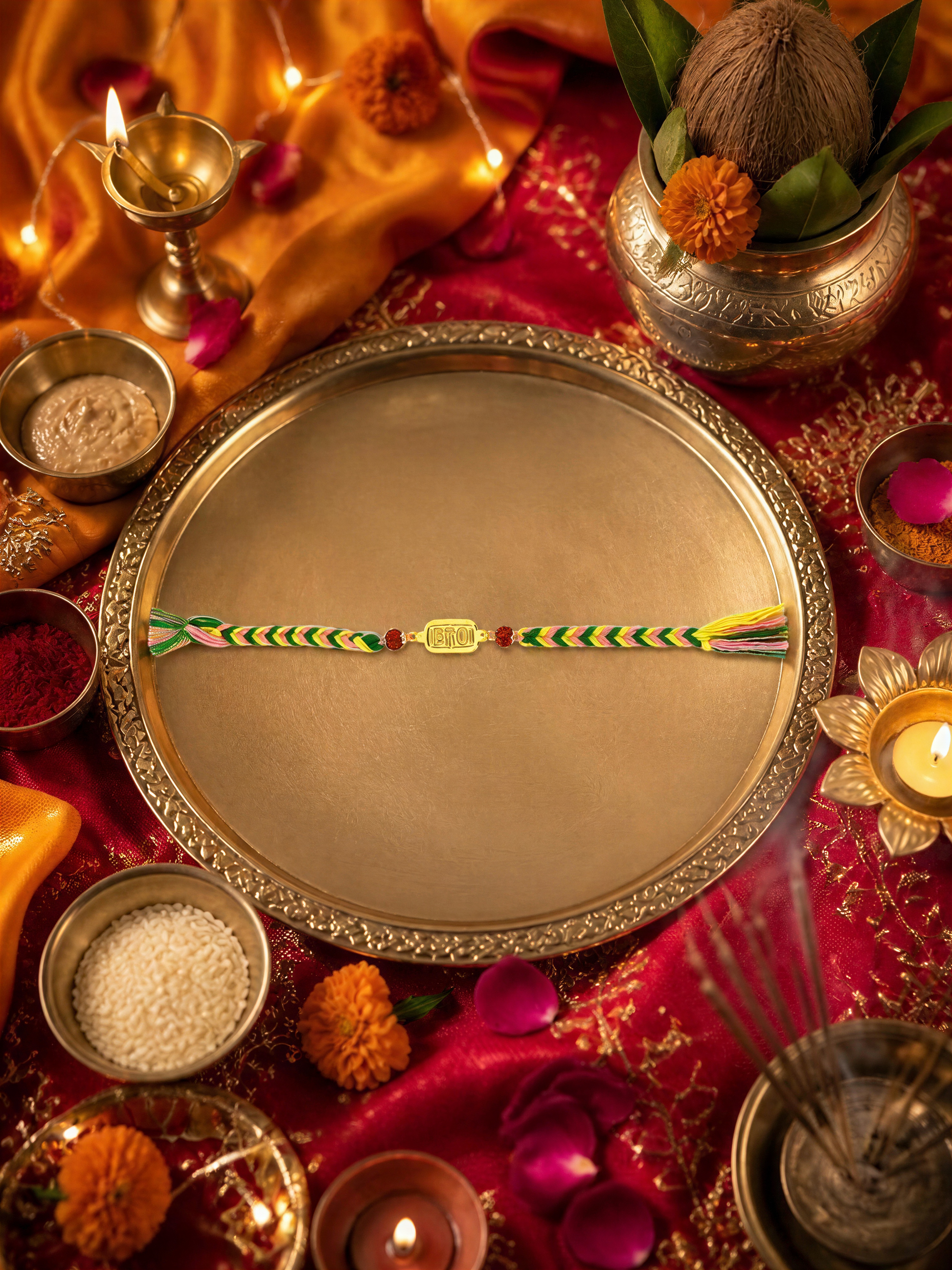 Premium Bhai Rakhi with Traditional Puja Thali