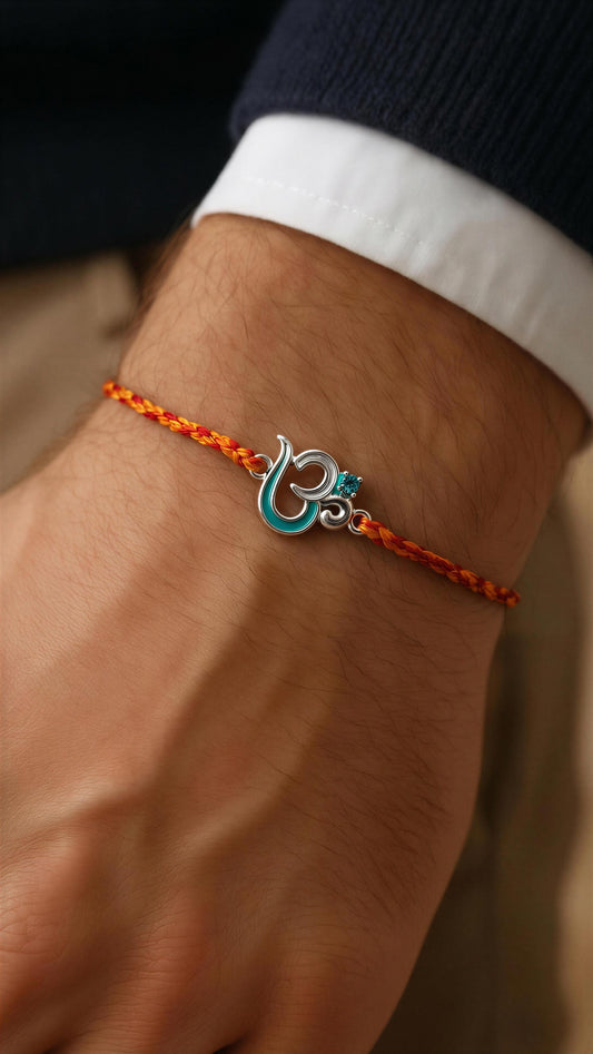 Premium Om Silver Rakhi