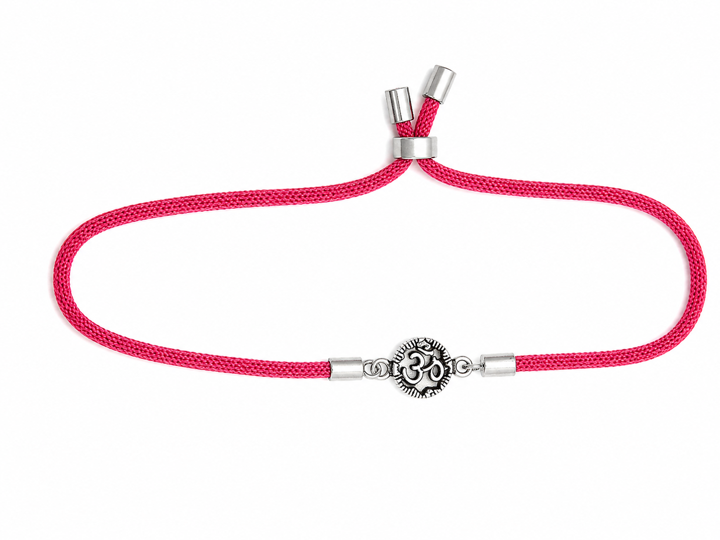 Om Symbol Silver Rakhi – Adjustable Sacred Thread Bracelet