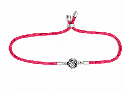 Om Symbol Silver Rakhi – Adjustable Sacred Thread Bracelet