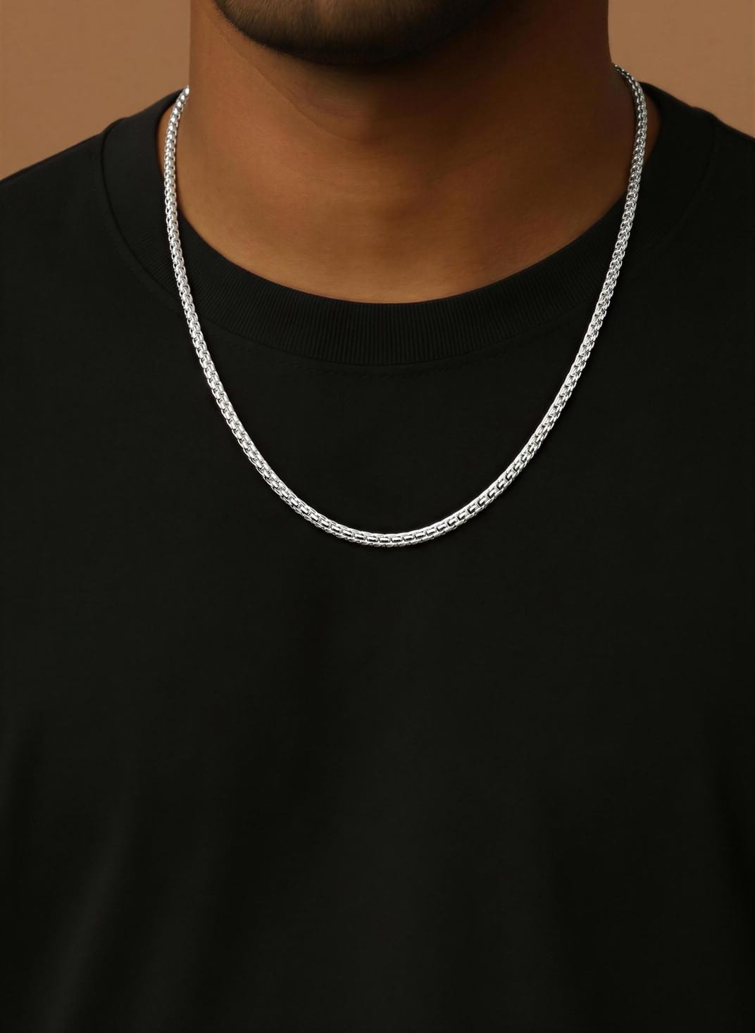 925 Sterling Silver Box Chain Necklace for Men