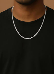 925 Sterling Silver Box Chain Necklace for Men