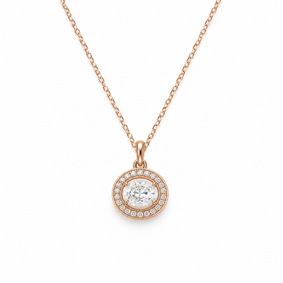 Rose Gold Layered Halo Necklace