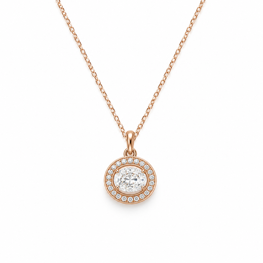Rose Gold Layered Halo Necklace