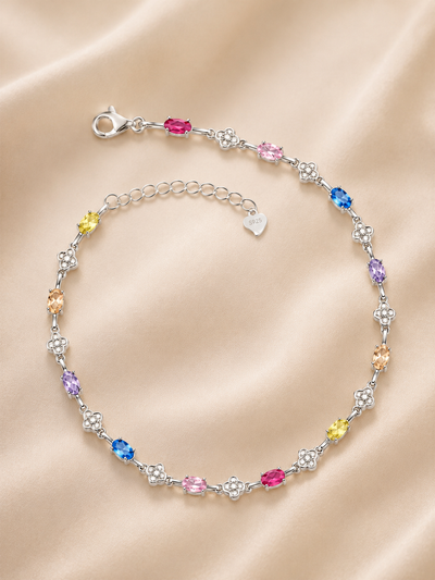 Rainbow Blossom 925 Sterling Silver Bracelet