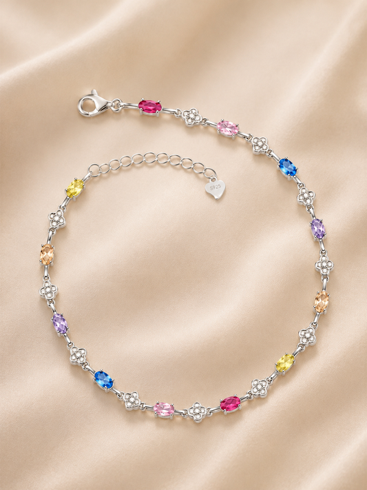 Rainbow Blossom 925 Sterling Silver Bracelet